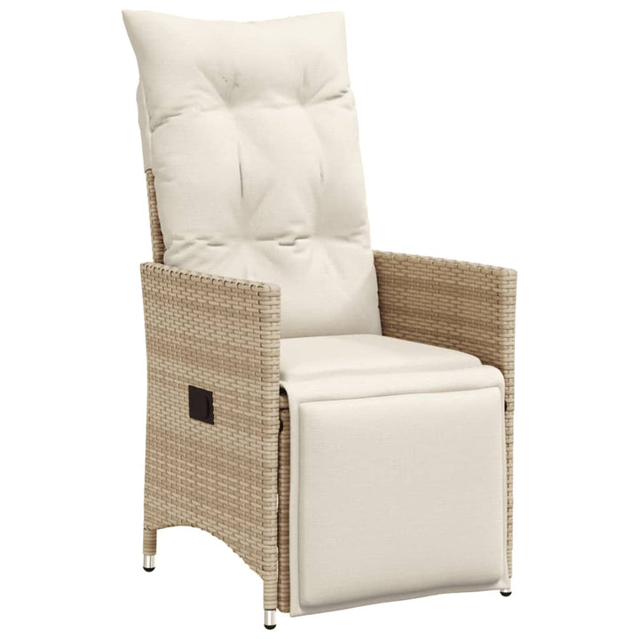 havestol med lænefunktion og hynder polyrattan beige