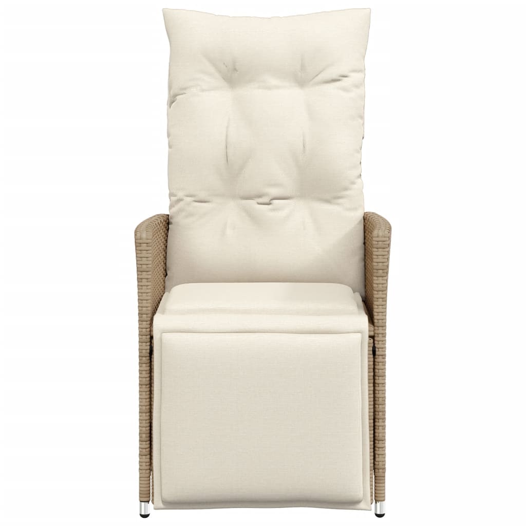 havestol med lænefunktion og hynder polyrattan beige