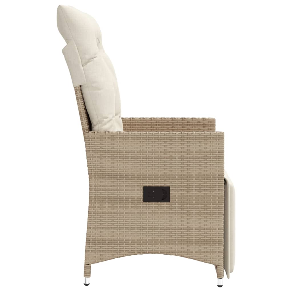 havestol med lænefunktion og hynder polyrattan beige