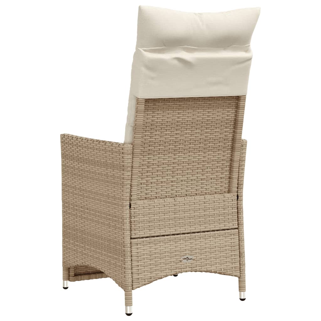 havestol med lænefunktion og hynder polyrattan beige