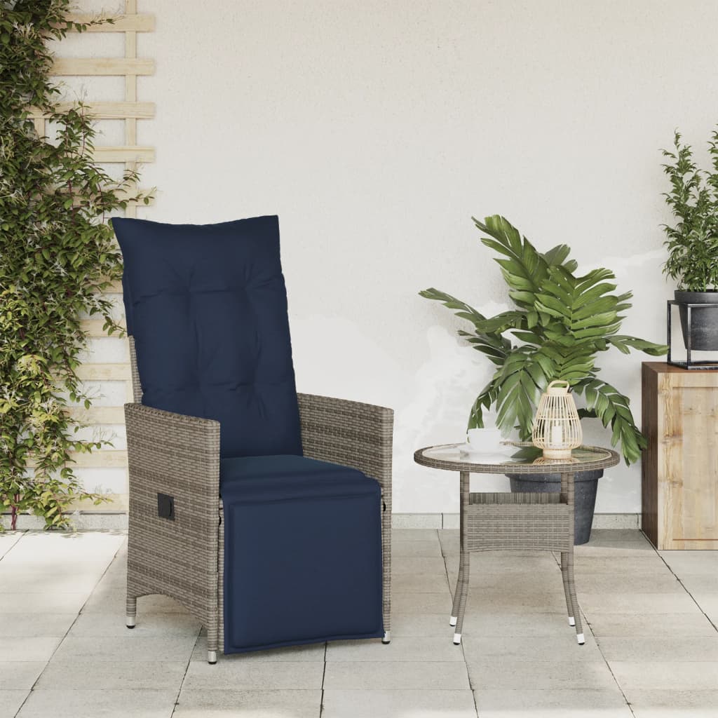 havestol med hynder grå polyrattan