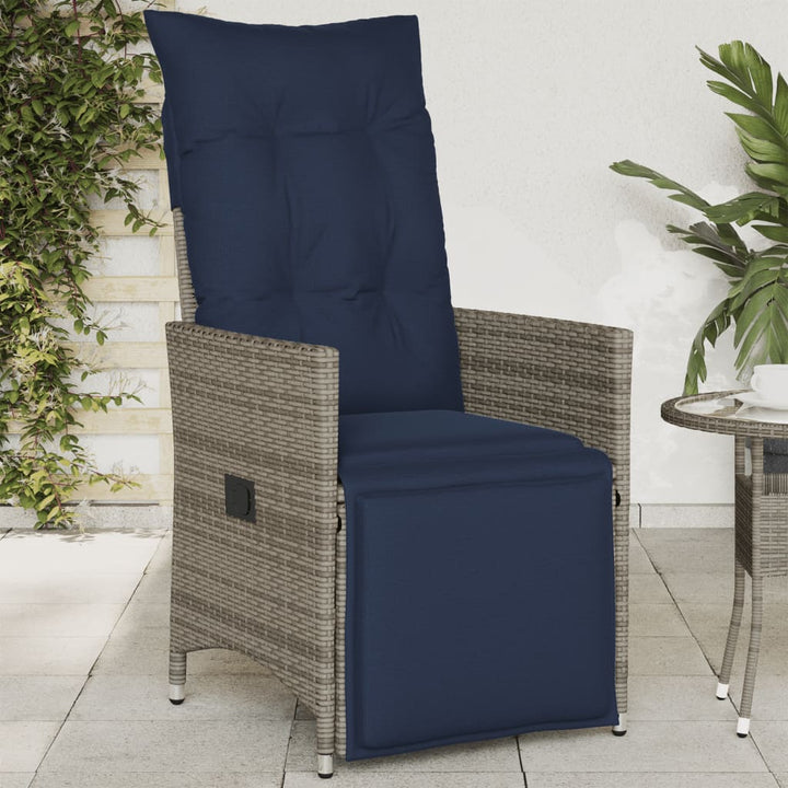 havestol med hynder grå polyrattan