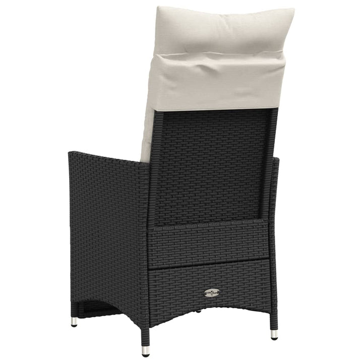 havestole med hynder 2 stk. justerbart ryglæn polyrattan sort