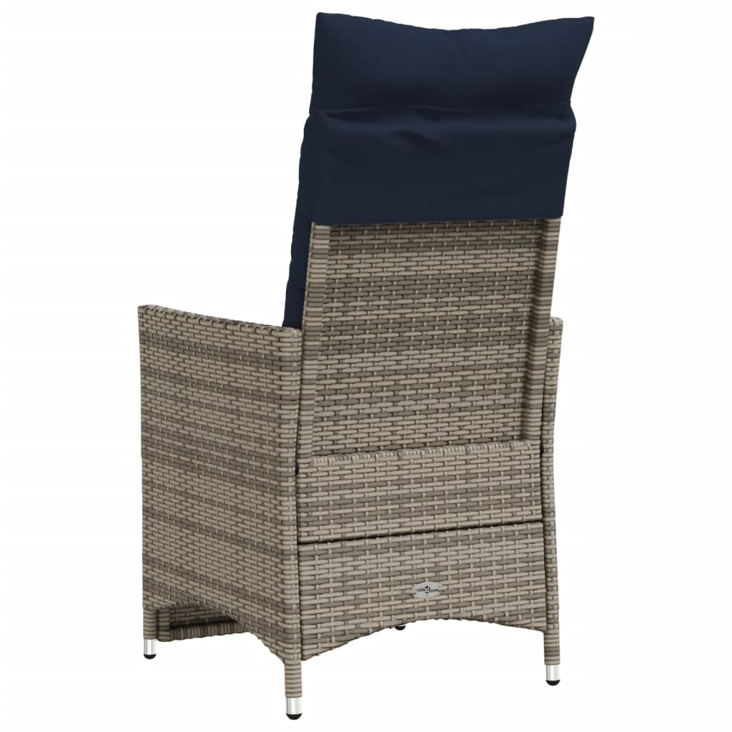 havestole med lænefunktion 2 stk. med hynder grå polyrattan