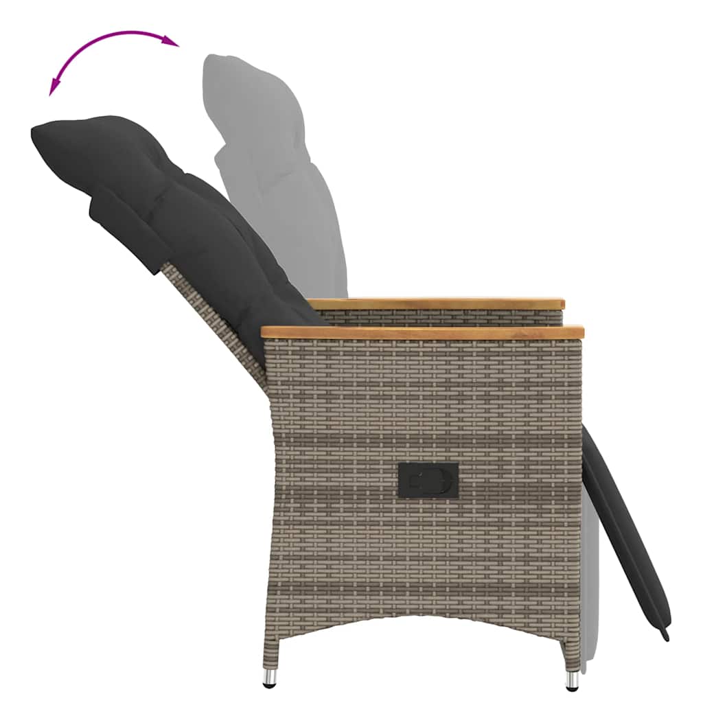 havelænestole 2 stk. med hynder polyrattan grå