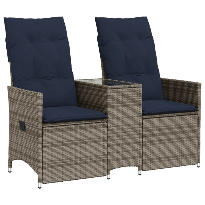 havesofa med 2 siddepladser og bord grå polyrattan