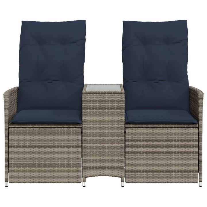 havesofa med 2 siddepladser og bord grå polyrattan
