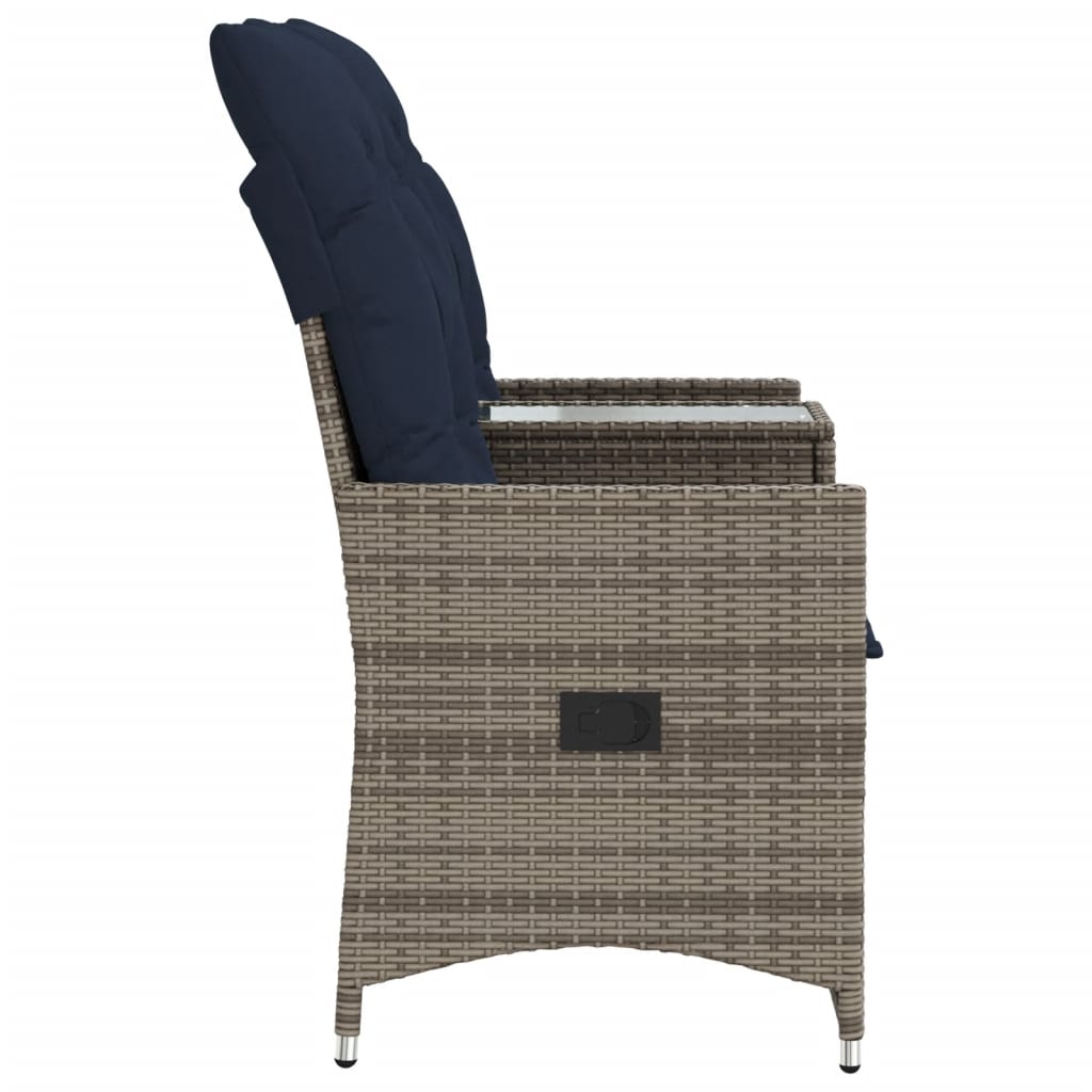 havesofa med 2 siddepladser og bord grå polyrattan