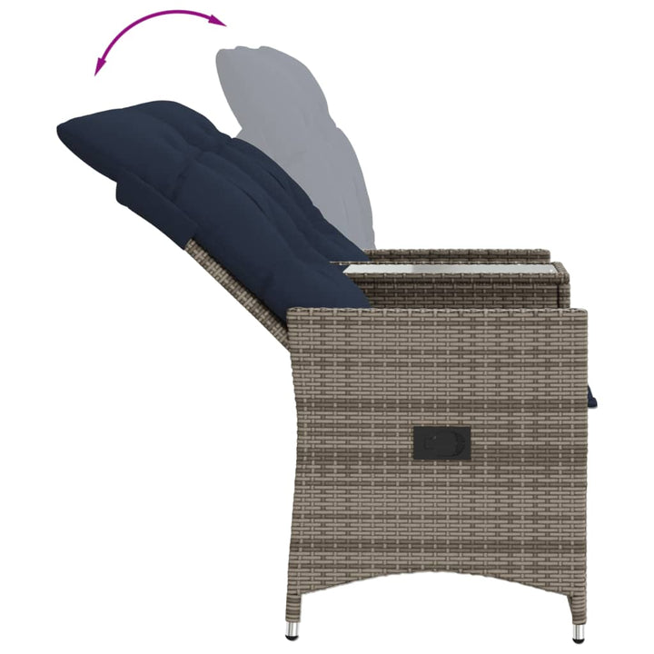 havesofa med 2 siddepladser og bord grå polyrattan