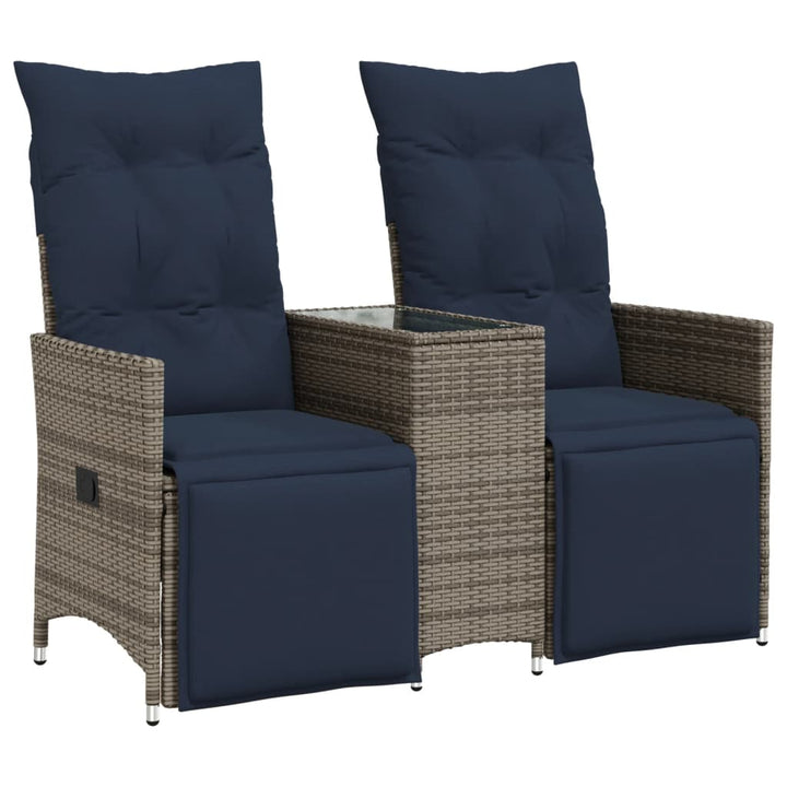 havesofa med 2 siddepladser og bord grå polyrattan