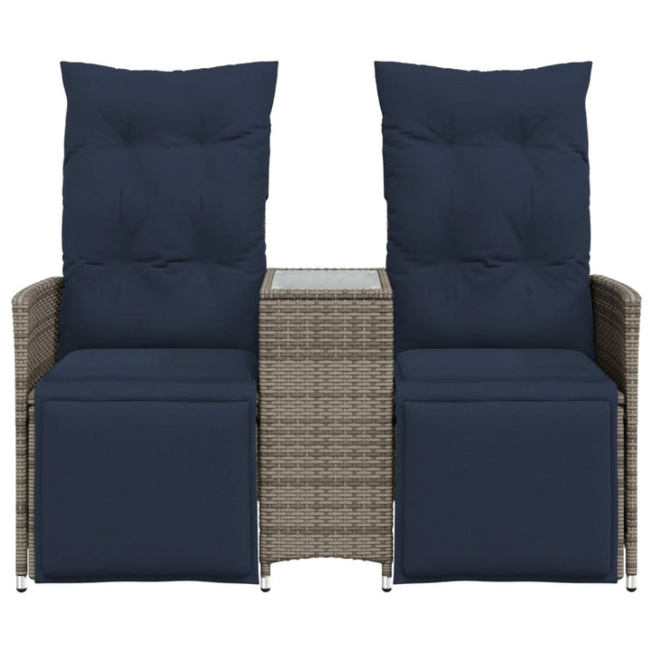 havesofa med 2 siddepladser og bord grå polyrattan