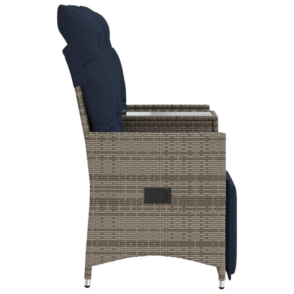 havesofa med 2 siddepladser og bord grå polyrattan