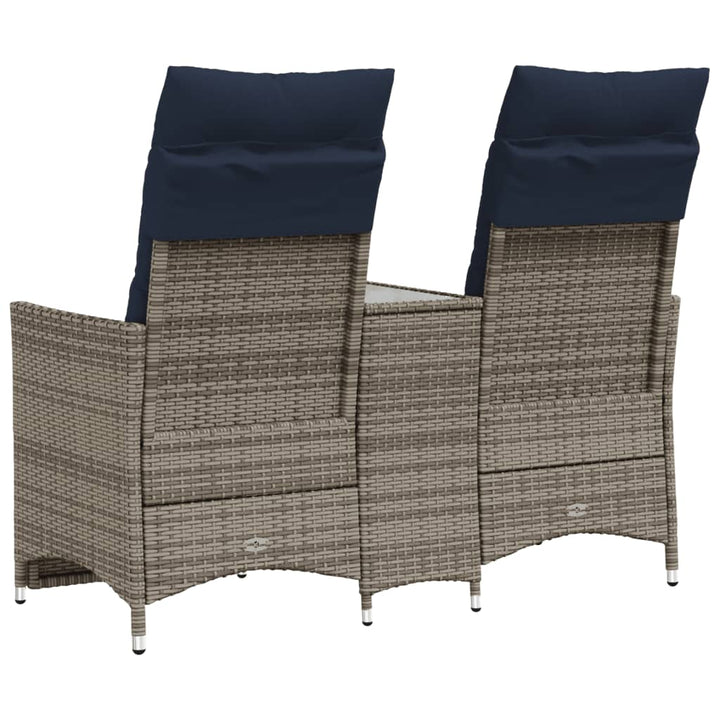 havesofa med 2 siddepladser og bord grå polyrattan