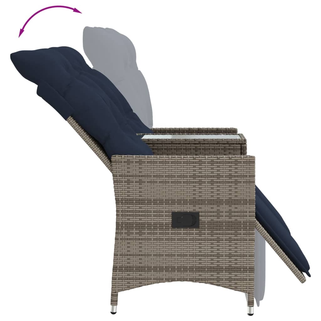 havesofa med 2 siddepladser og bord grå polyrattan