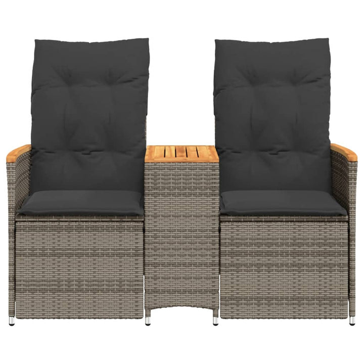 2-personers havesofa med bord og lænefunktion polyrattan grå