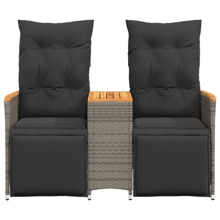 2-personers havesofa med bord og lænefunktion polyrattan grå
