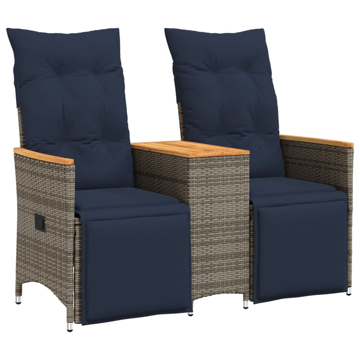 havesofa med 2 siddepladser og bord grå polyrattan