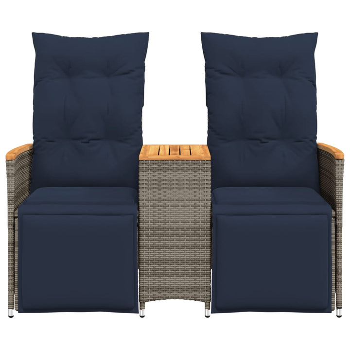 havesofa med 2 siddepladser og bord grå polyrattan