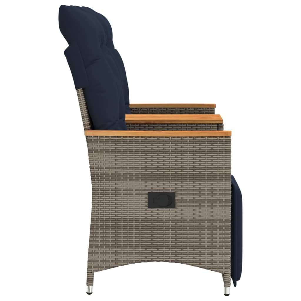 havesofa med 2 siddepladser og bord grå polyrattan