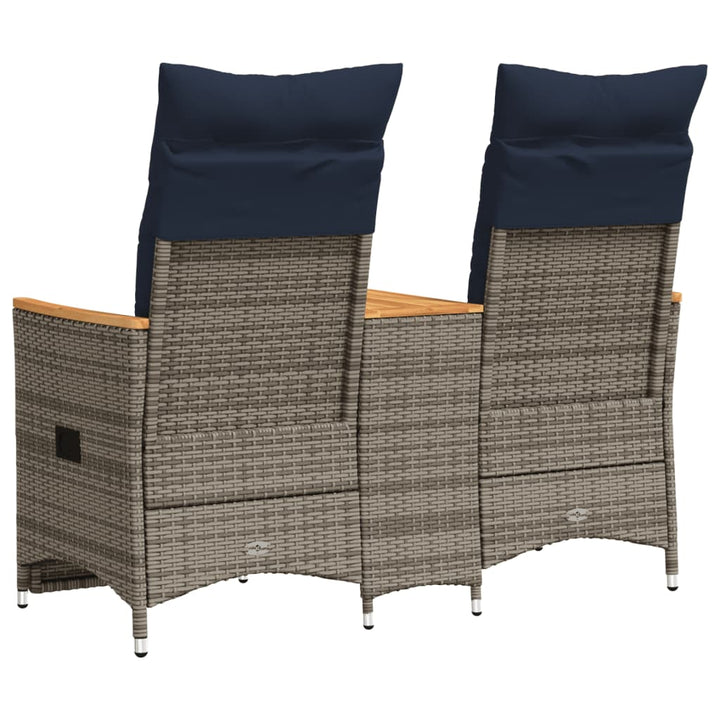 havesofa med 2 siddepladser og bord grå polyrattan