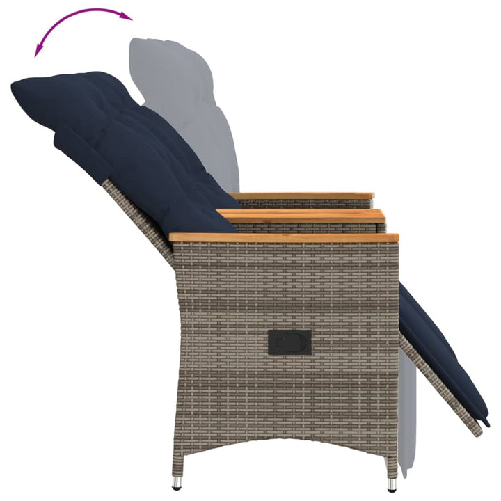 havesofa med 2 siddepladser og bord grå polyrattan