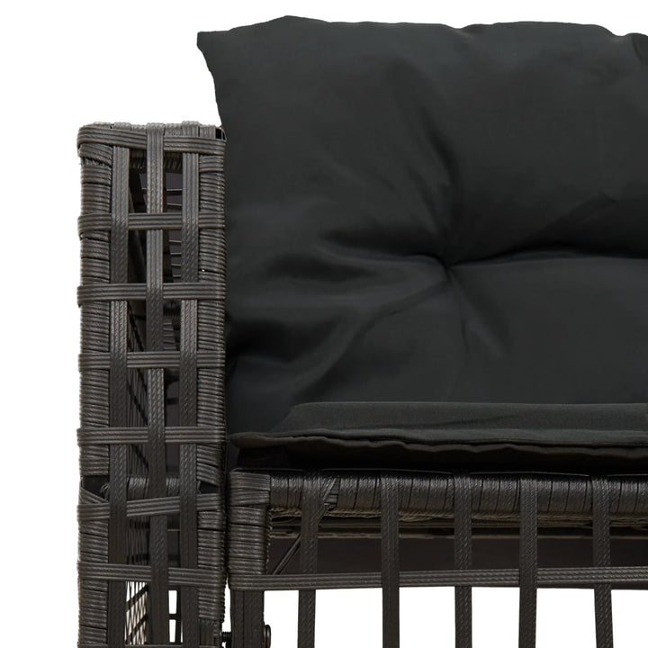 havesofa med hynder og fodskammel L-formet polyrattan sort