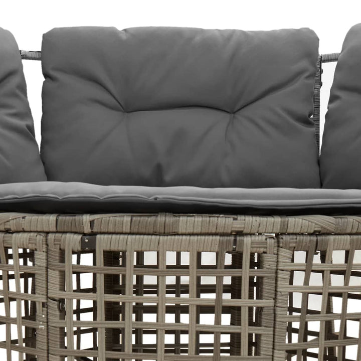 havesofa med hynder og fodskammel L-formet polyrattan grå