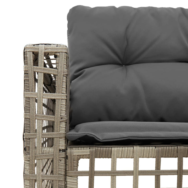 havesofa med hynder og fodskammel L-formet polyrattan grå