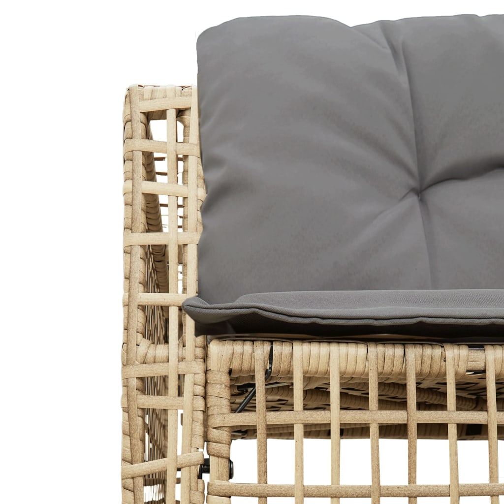 havesofa med hynder og fodskammel L-formet polyrattan beige