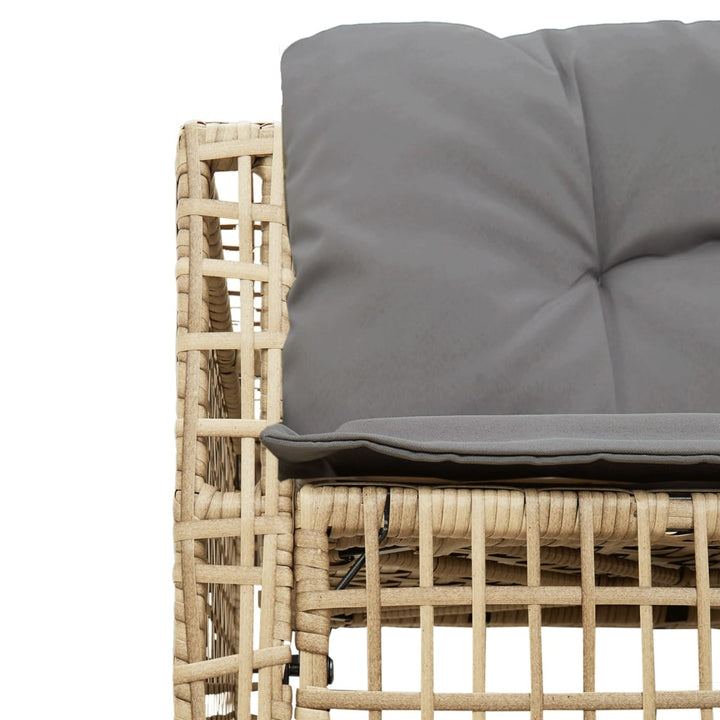 havesofa med hynder og fodskammel L-formet polyrattan beige
