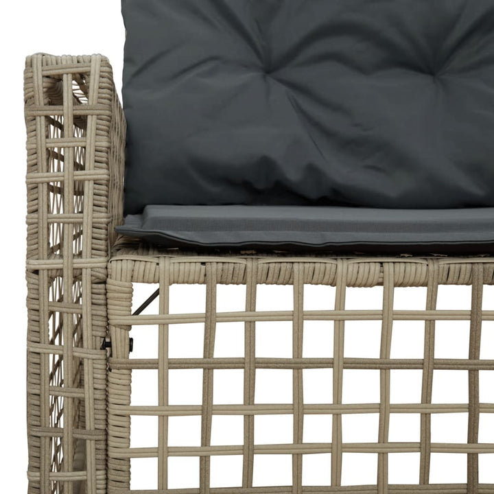 havesofa med hynder og fodskammel L-formet polyrattan lysegrå