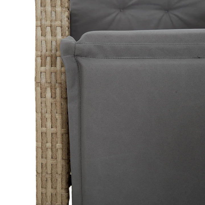 bistrosæt til haven 3 dele med hynder polyrattan beige