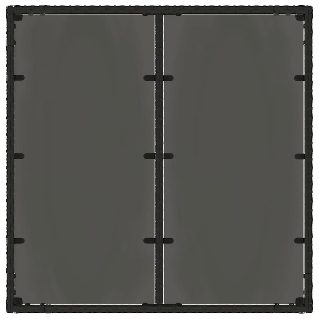 havebord med glastop 90x90x75 cm polyrattan sort