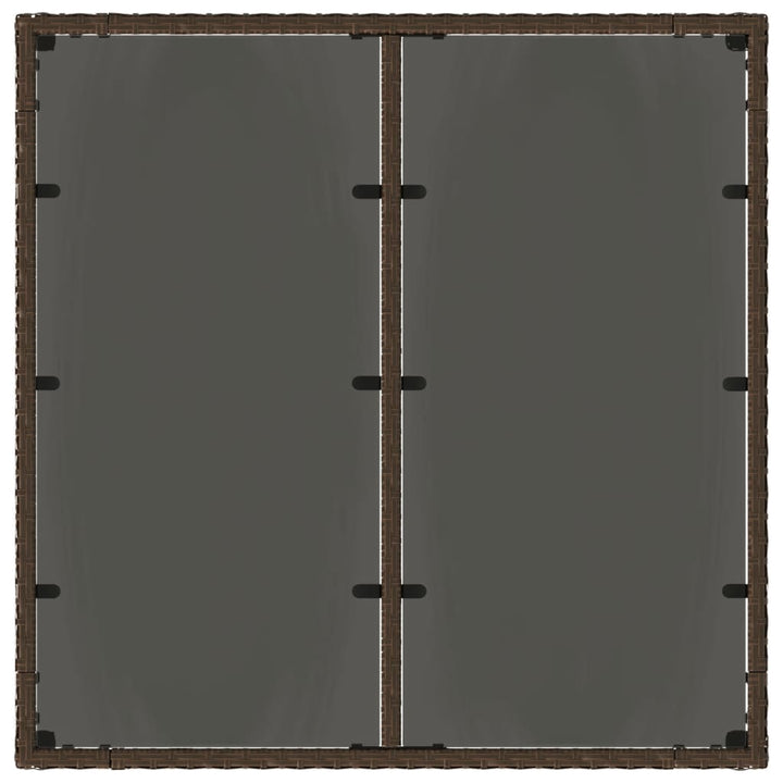 havebord med glastop 90x90x75 cm polyrattan brun
