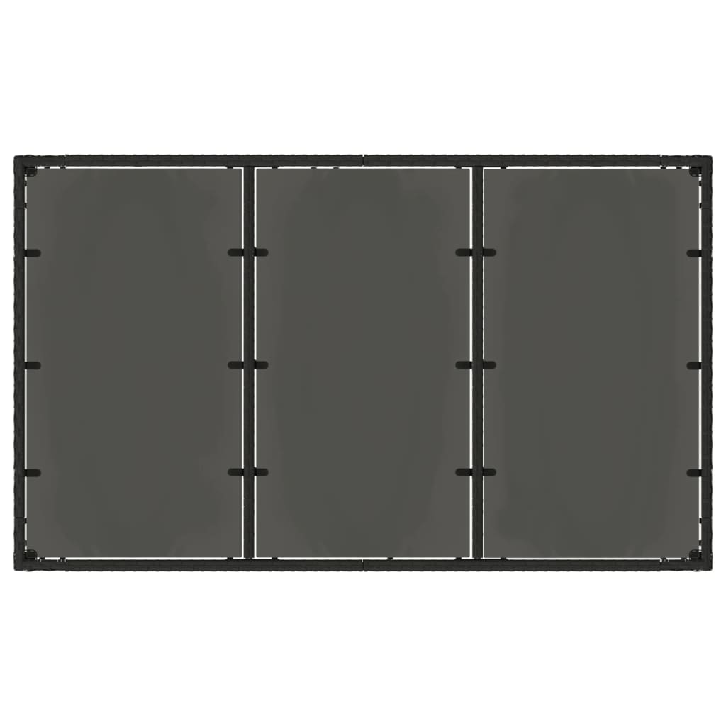 havebord med glastop 150x90x75 cm polyrattan sort