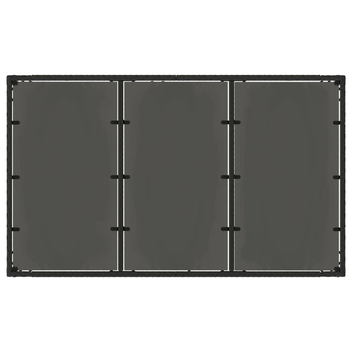 havebord med glastop 150x90x75 cm polyrattan sort