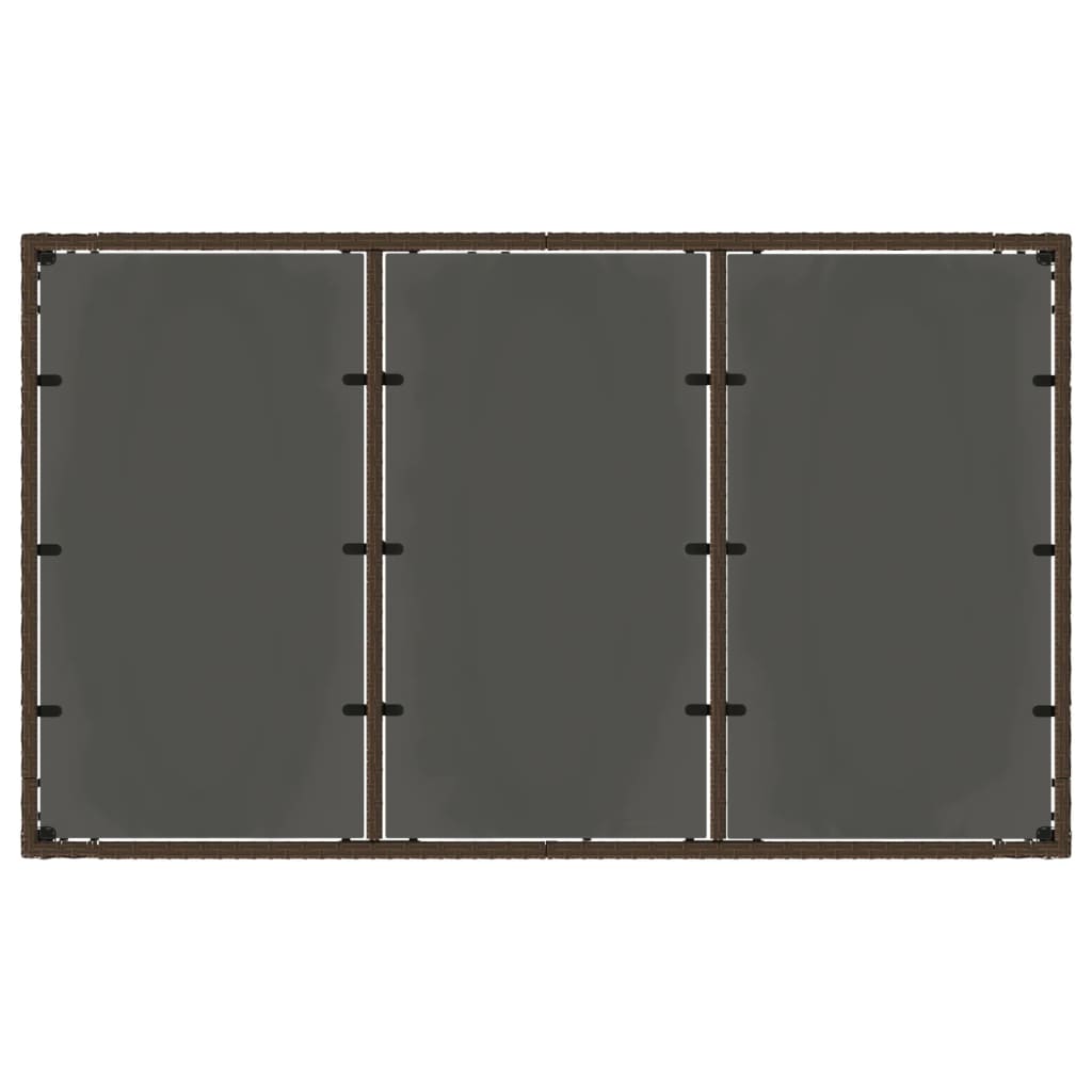 havebord med glastop 150x90x75 cm polyrattan brun