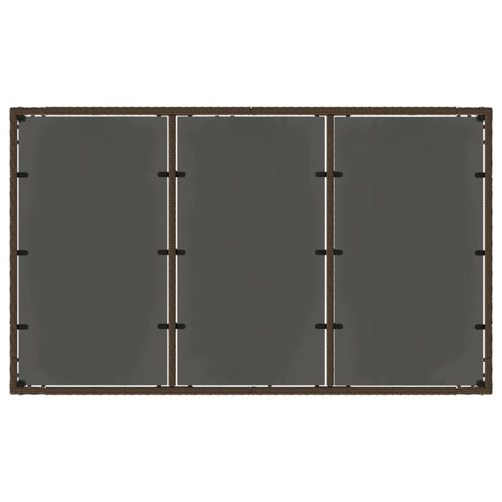 havebord med glastop 150x90x75 cm polyrattan brun