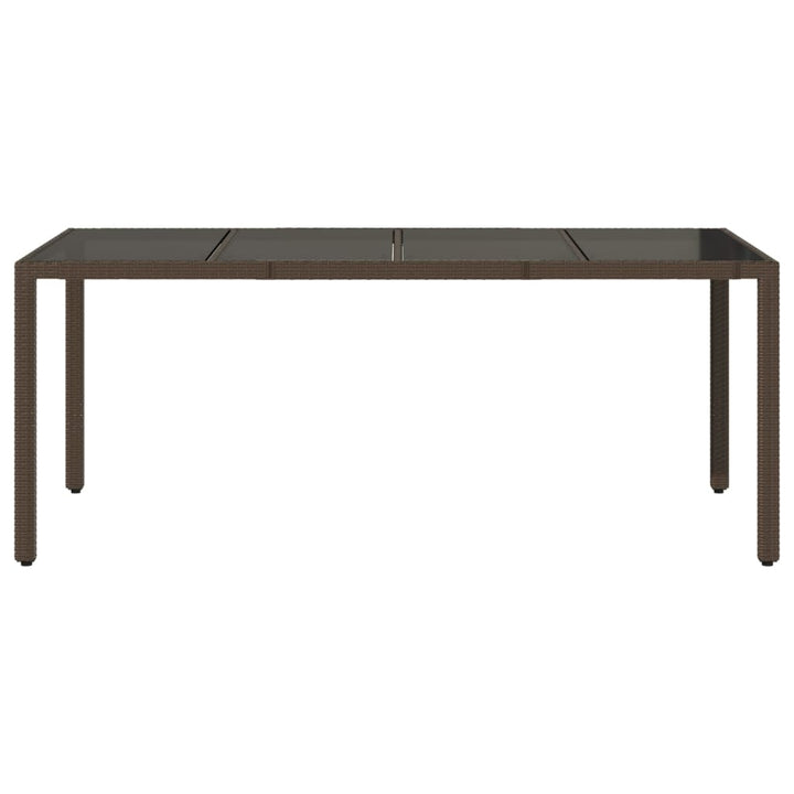 havebord med glastop 190x90x75 cm polyrattan brun