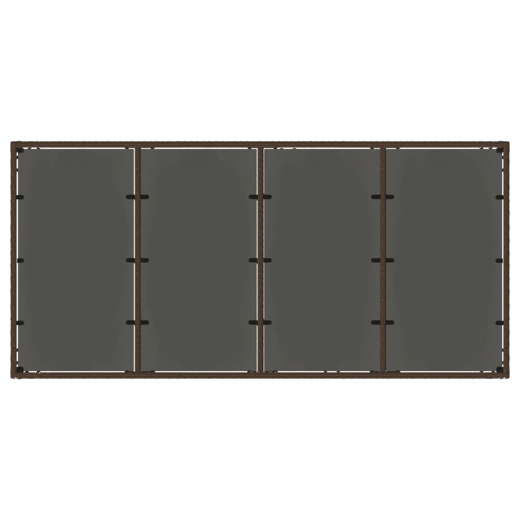 havebord med glastop 190x90x75 cm polyrattan brun