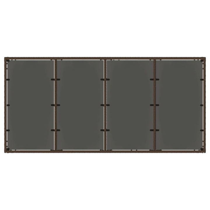 havebord med glastop 190x90x75 cm polyrattan brun