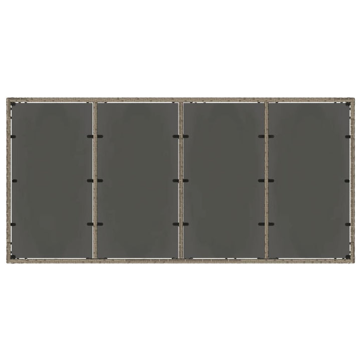 havebord med glastop 190x90x75 cm polyrattan grå