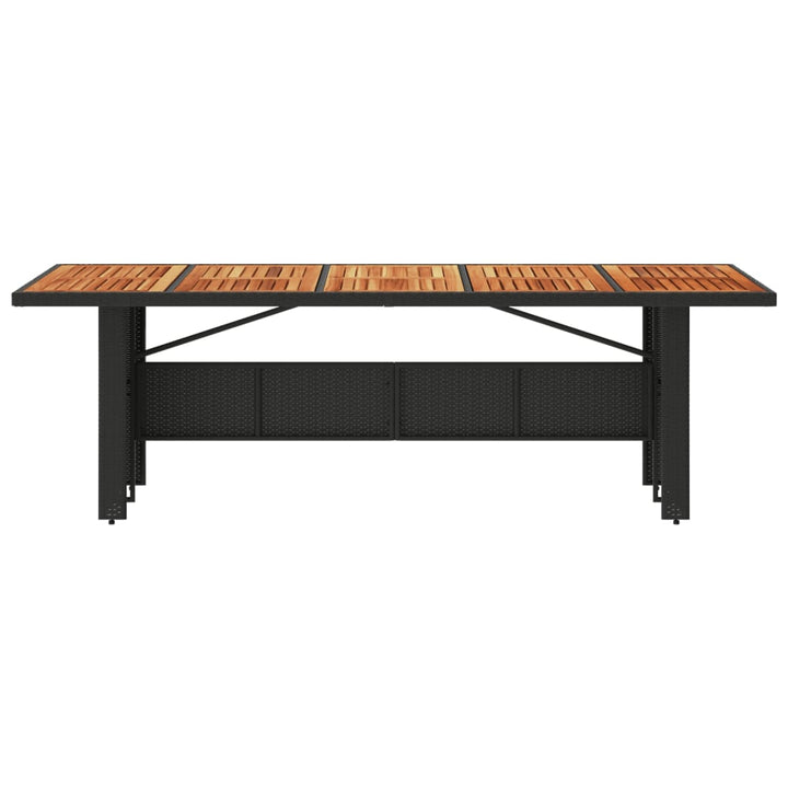 havebord med akacietop 240x90x75 cm polyrattan sort