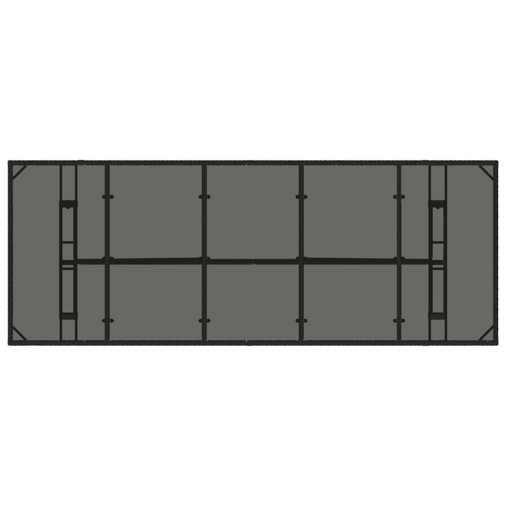 havebord med glastop 240x90x75 cm polyrattan sort