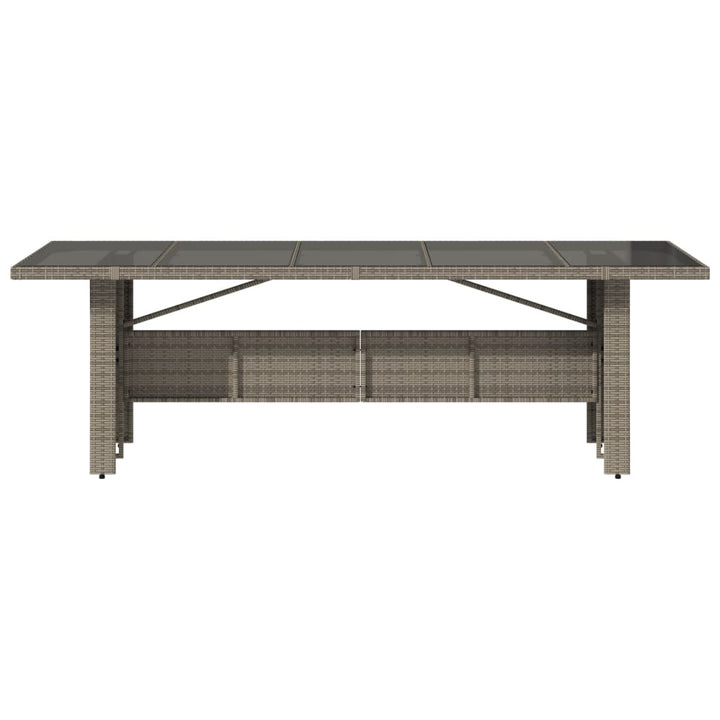 havebord med glastop 240x90x75 cm polyrattan grå