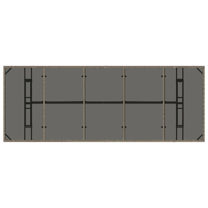 havebord med glastop 240x90x75 cm polyrattan grå
