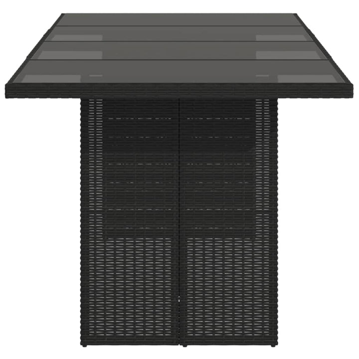 havebord med glastop 190x80x75 cm polyrattan sort