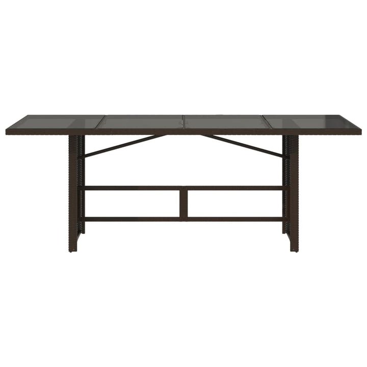 havebord med glastop 190x80x75 cm polyrattan brun