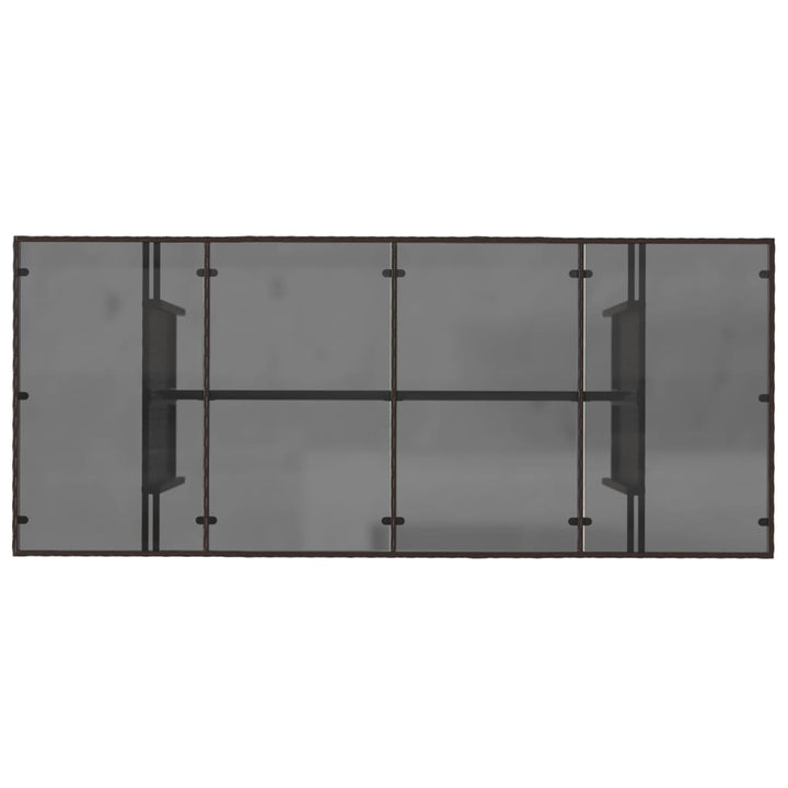 havebord med glastop 190x80x75 cm polyrattan brun