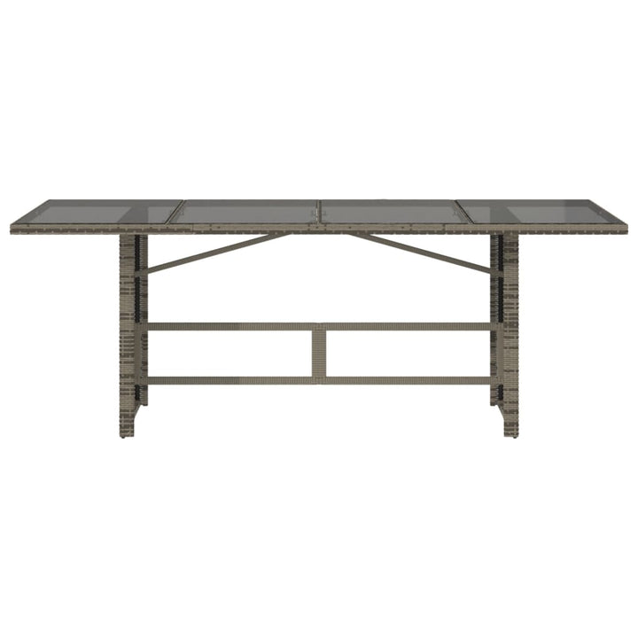 havebord med glastop 190x80x75 cm polyrattan grå